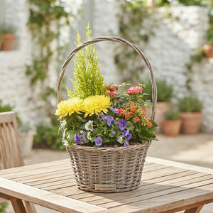 Wooden Handle Basket Plant Arrangement – 32cm