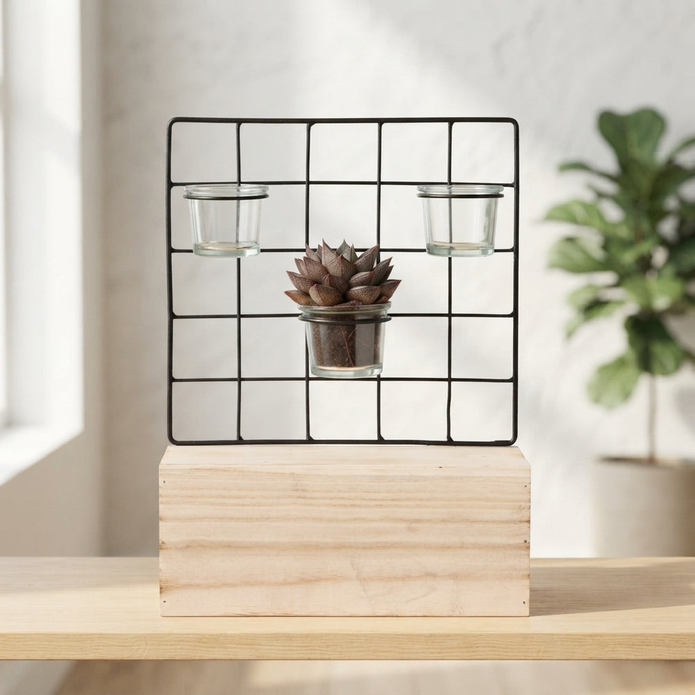 Metal Plant Stand with Glass Display – 24cm