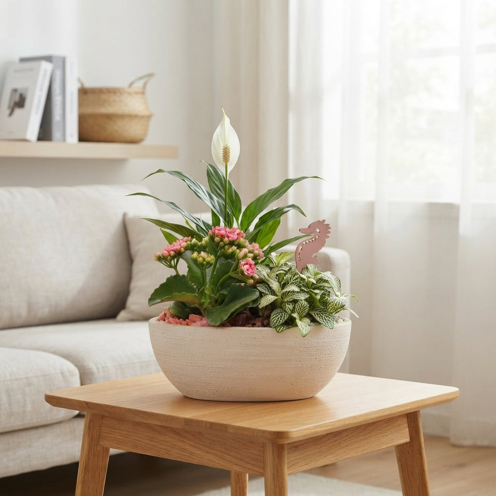 Eyleen Summer Mix Floral Arrangement – 25cm Oval Ceramic Pot